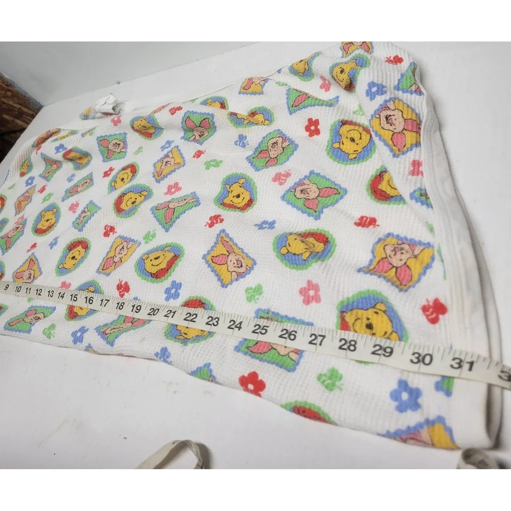 Vintage Disney Winnie the Pooh Piglet‎ Thermal Baby Blanket Cotton Waffle Knit